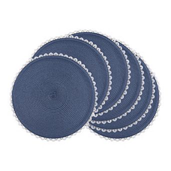 Farmhouse Round Placemats Set of 6 Woven Placemats for Dining Table Decor Washable Wipe Clean 15inch