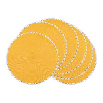 Farmhouse Round Placemats Set of 6 Woven Placemats for Dining Table Decor Washable Wipe Clean 15inch