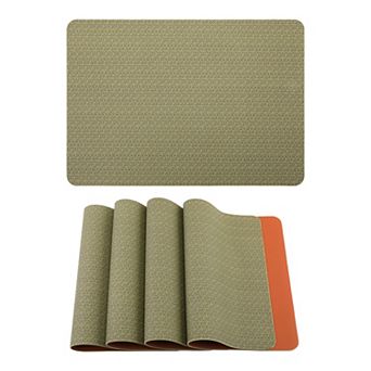 Set of 4 Faux Leather Placemats for Table Decor Washable Heat Resistant Table Mats 17.7x11.8 inch