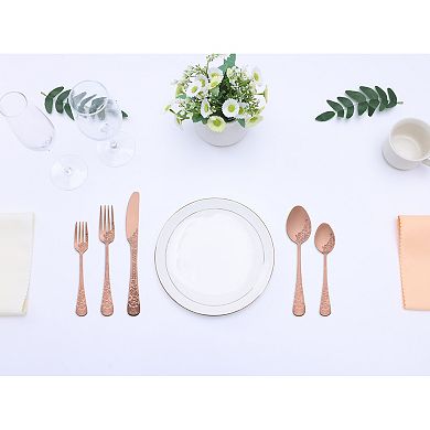 20 Piece Silverware Set, Stainless Steel with Texture Flatware Set for4, Includes Knife, Fork, Spoon
