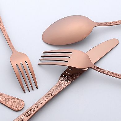 20 Piece Silverware Set, Stainless Steel with Texture Flatware Set for4, Includes Knife, Fork, Spoon