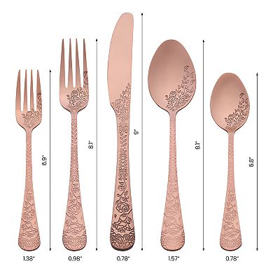 20 Piece Silverware Set, Stainless Steel with Texture Flatware Set for4, Includes Knife, Fork, Spoon