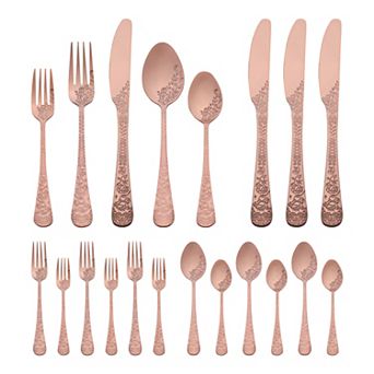 20 pc Silverware Set, Stainless Steel with Texture Flatware Set for4, Includes Knife, Fork, Spoon
