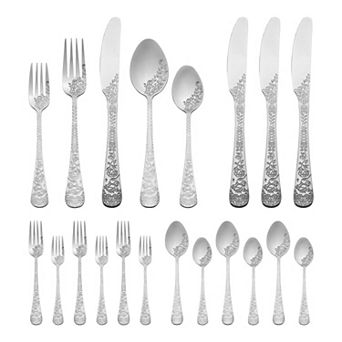 20 pc Silverware Set, Stainless Steel with Texture Flatware Set for4, Includes Knife, Fork, Spoon