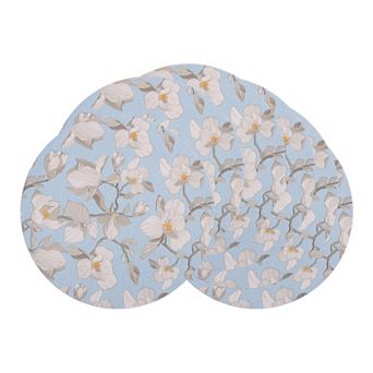 Set of 6 Faux Leather Floral Placemats for Table Decor Washable Heat Resistant Table Mats 13 inch