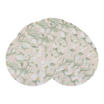 Set of 6 Faux Leather Floral Placemats for Table Decor Washable Heat Resistant Table Mats 13 inch
