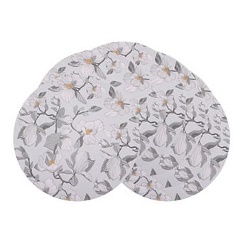 Set of 6 Faux Leather Floral Placemats for Table Decor Washable Heat Resistant Table Mats 13 inch