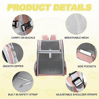 1Pc Pet Backpack Carrier Ventilation Mesh Breathable Dog Carrier Backpack, 15x11x16.5 Inch