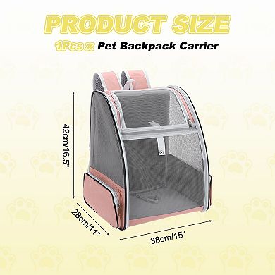 1Pc Pet Backpack Carrier Ventilation Mesh Breathable Dog Carrier Backpack, 15x11x16.5 Inch
