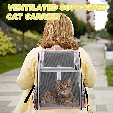1Pc Pet Backpack Carrier Ventilation Mesh Breathable Dog Carrier Backpack, 15x11x16.5 Inch