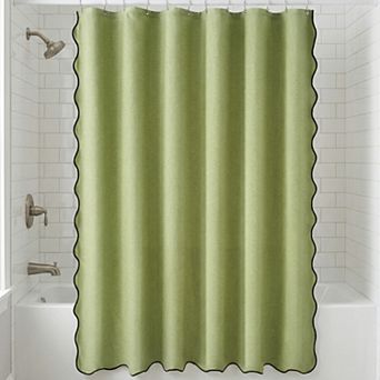 Wavy Trim Shower Curtain, Modern Shower Curtain Sets with 12 Hooks, Waterproof for Bathroom Decor