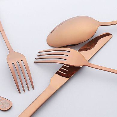 20 Piece Floral Stainless Steel Flatware Set for 4, Cutlery Set Includes Dinner Knife, Fork, Spoon