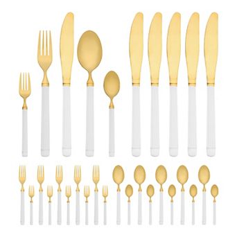 30 pc Mirror Polished Silverware Set, Stainless Steel Flatware Cutlery Set for Eating Tableware