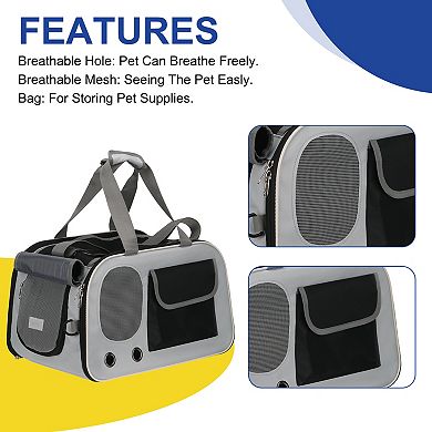 1Pc Pet Backpack Carrier Portable Expandable and Ventilated Travel Bag, 17.72x10.24x11 Inch