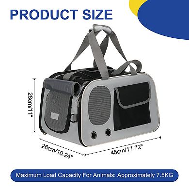 1Pc Pet Backpack Carrier Portable Expandable and Ventilated Travel Bag, 17.72x10.24x11 Inch