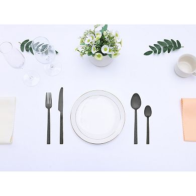 4 Piece Silverware Set, Stainless Steel Flatware with Texture, Includes Dinner Knife, Fork, Spoon