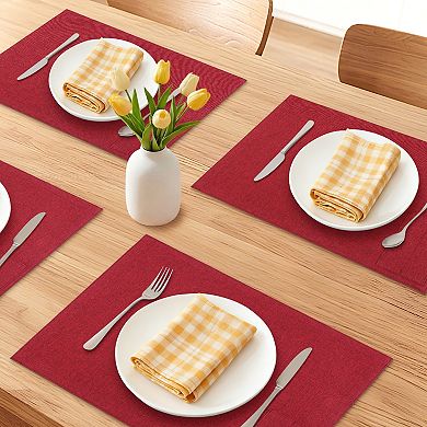 Set of 4 Cotton Linen Placemats Rustic Rectangular Mats for Table Decor Washable Mat 17.7x13 inch