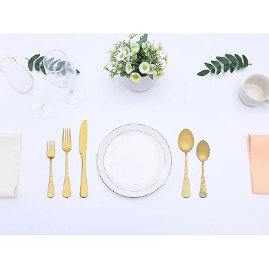 30 Piece Silverware Set, Set for 6 Stainless Steel Floral Flatware, Set Includes Knife Forks Spoons