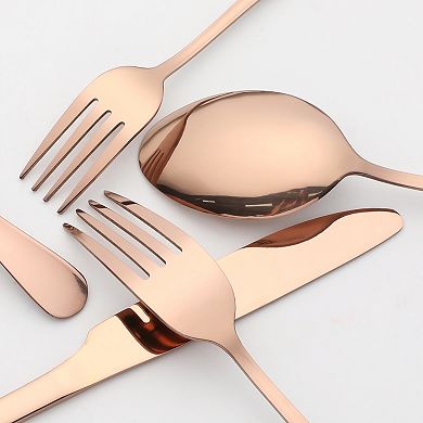 30 Piece Silverware Set, Set for 6 Stainless Steel Floral Flatware, Set Includes Knife Forks Spoons