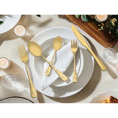 30 Piece Silverware Set, Set for 6 Stainless Steel Floral Flatware, Set Includes Knife Forks Spoons