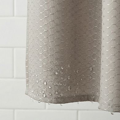 Geometric Shower Curtain Sets with 12 Hooks, Modern Textured Waterproof Shower Curtain for Bathroom