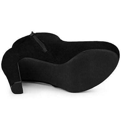 Women's Round Toe Chunky High Heel Platform Ankle Boots