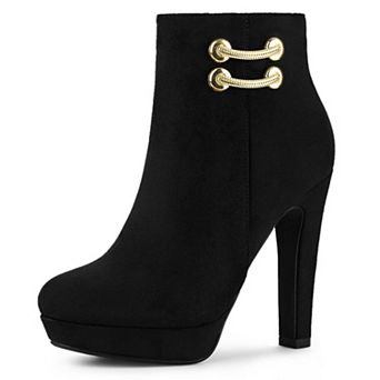 Women's Round Toe Chunky High Heel Platform Ankle Boots