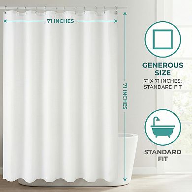 Waffle Weave Solid Shower Curtain, Modern Waterproof Fabric Shower Curtain Sets with 12 Hooks