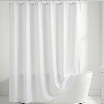 Waffle Weave Solid Shower Curtain, Modern Waterproof Fabric Shower Curtain Sets with 12 Hooks