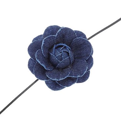 43.31 Inch Versatile Denim Flower Tie-Down Choker 1Pc