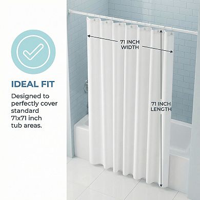 Solid Color Polyester Shower Curtain Set with 12 Hooks, Water Repellent Fabric Bath Curtain for Home