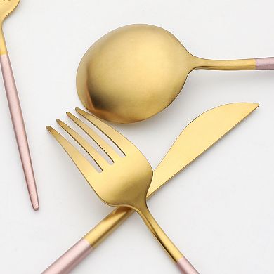 4 Piece Silverware Set, Stainless Steel Dog Floral Flatware Set for 1, Set Includes Knife Fork Spoon