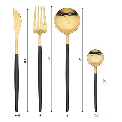 4 Piece Silverware Set, Stainless Steel Dog Floral Flatware Set for 1, Set Includes Knife Fork Spoon