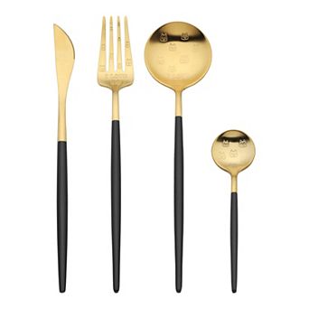 4 pc Silverware Set, Stainless Steel Dog Floral Flatware Set for 1, Set Includes Knife Fork Spoon