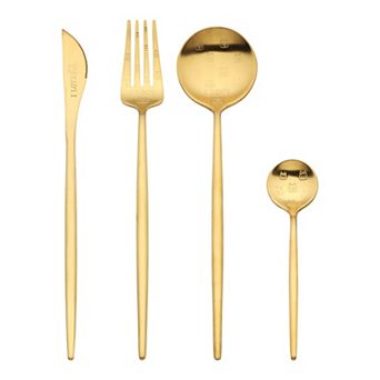 4 pc Silverware Set, Stainless Steel Dog Floral Flatware Set for 1, Set Includes Knife Fork Spoon