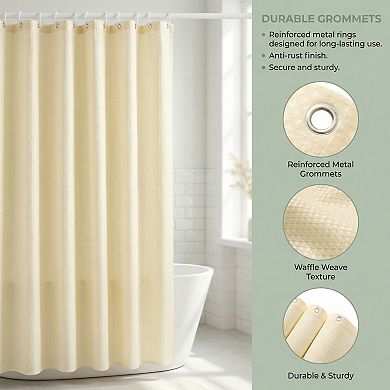 Geometry Textured Shower Curtain Sets, 12 Hooks Included, Waterproof Fabric for Bathroom Decor