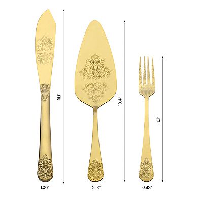 4 Piece Silverware Set, Stainless Steel Flatware with Texture, Includes Knife, Pie Spatula, Fork