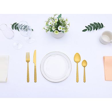 4 Piece Silverware Set, Stainless Steel Flatware with Knife, Spoons and Fork Set,Mirror Polished Set