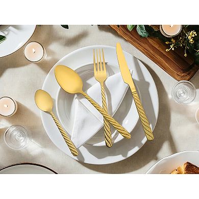 4 Piece Silverware Set, Stainless Steel Flatware with Knife, Spoons and Fork Set,Mirror Polished Set
