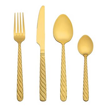 4 pc Silverware Set, Stainless Steel Flatware with Knife, Spoons and Fork Set,Mirror Polished Set