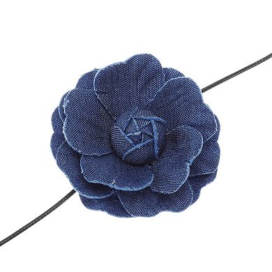 Versatile Denim Flower Tie-Down Choker Necklace 1Pc 47.24 Inch