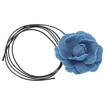 Versatile Denim Flower Tie-Down Choker Necklace 1 pc 47.24 Inch