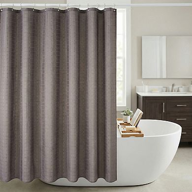 Plaid Textured Shower Curtain Sets, Modern Weighted Bath Curtain with 12 Hooks for Bathroom Decor