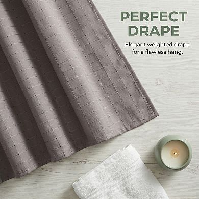 Plaid Textured Shower Curtain Sets, Modern Weighted Bath Curtain with 12 Hooks for Bathroom Decor