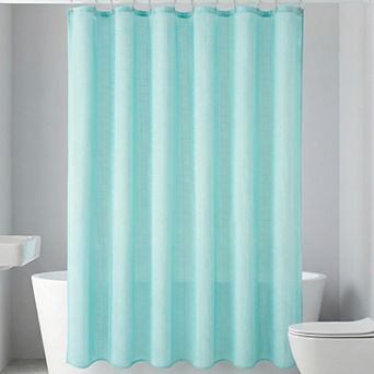 Plaid Textured Shower Curtain Sets, Modern Weighted Bath Curtain with 12 Hooks for Bathroom Decor