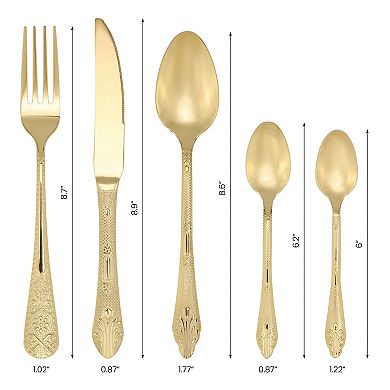 20 Piece Silverware Set Stainless Steel Floral Flatware Set for 4 Modern Cutlery Set