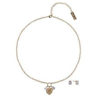 Hallmark Mother's Day Gold Tone Mama Heart Pendant Necklace and Earring Set