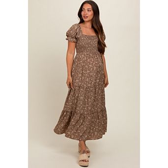 Maternity Floral Short Sleeve Maxi Dress