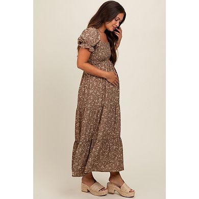 Maternity Floral Short Sleeve Maxi Dress