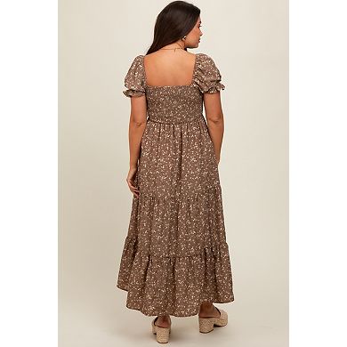 Maternity Floral Short Sleeve Maxi Dress
